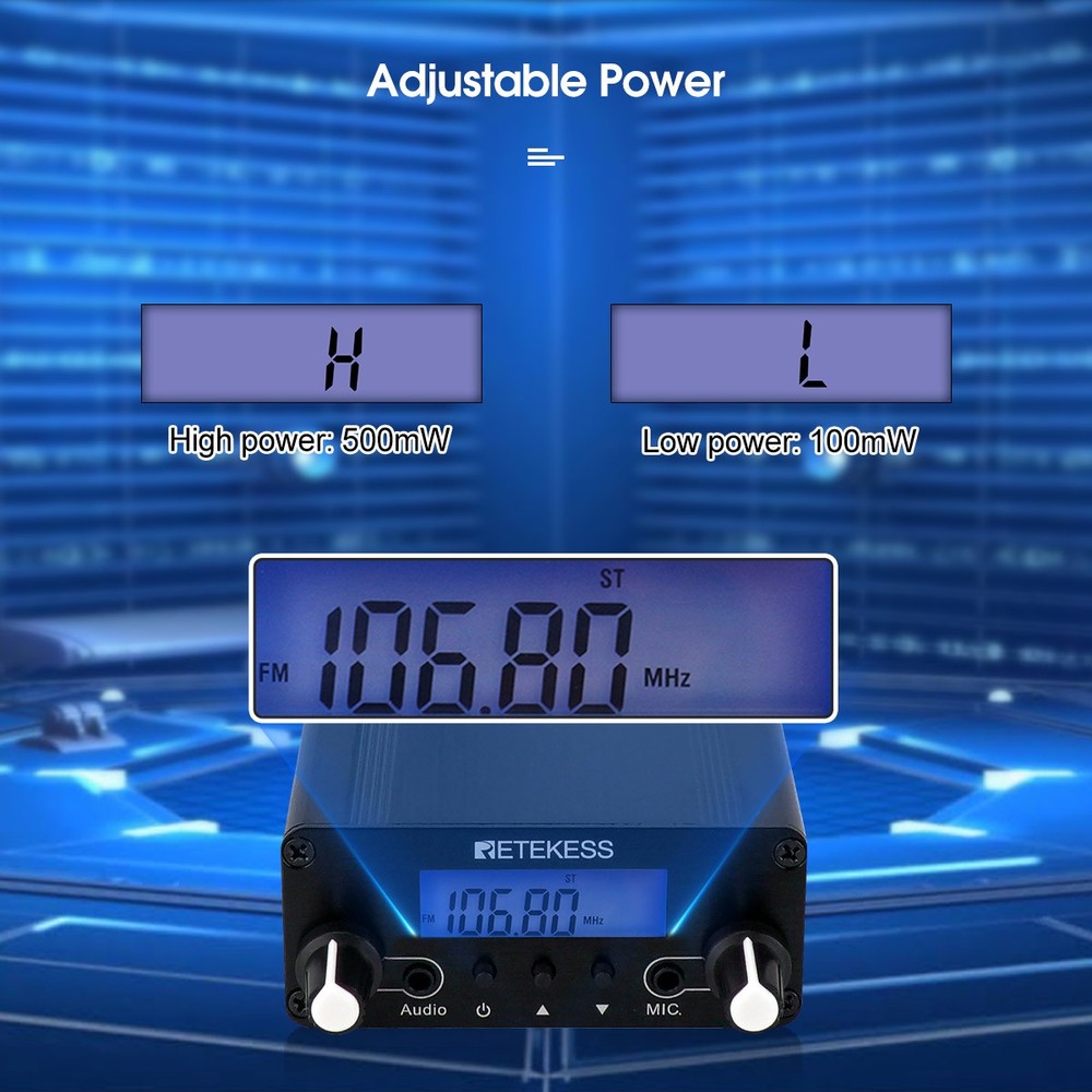 Retekess TR508 FM Transmitter Broadcast Stereo Radio Station 10 Receiver Meeting