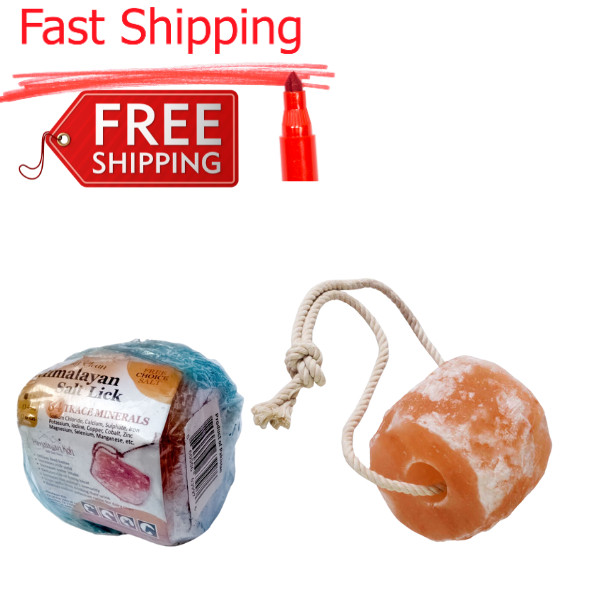 Himalayan 2 LB  Pink Salt Lick for Horses - Natural Mineral Block Rock with Rope