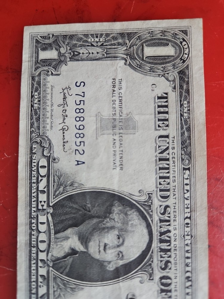 $1 1957B Silver Certificate OVER INKING ERROR !!