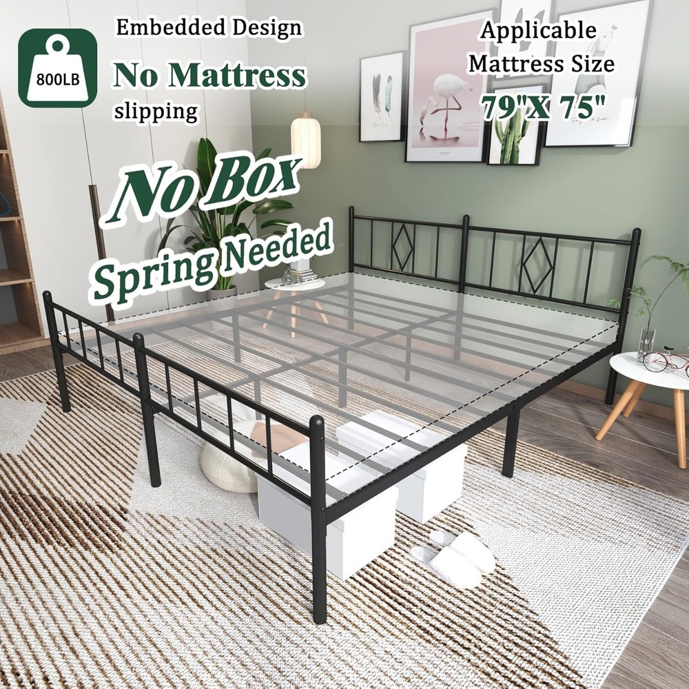 14 Inch Full Size Bed Frames with Headboard/Footboard, Under Bed Storage