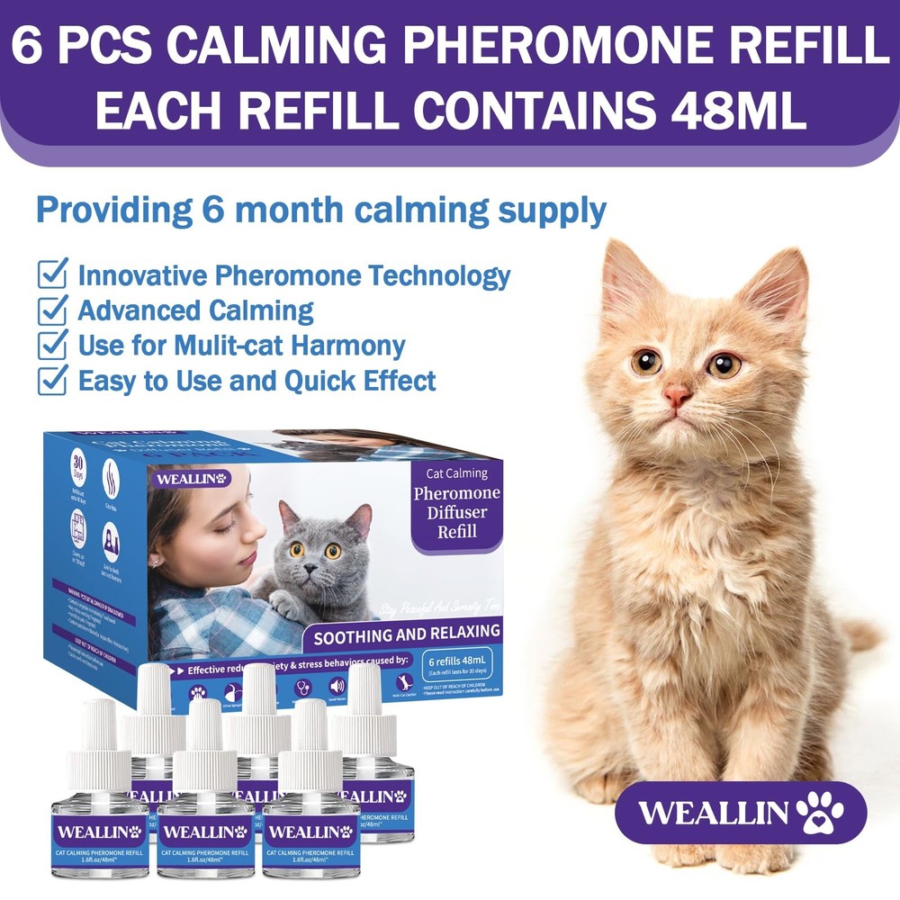 6 Pack Cat Calming Diffuser Refills - Cat Pheromones Calming Diffuser Refill ...