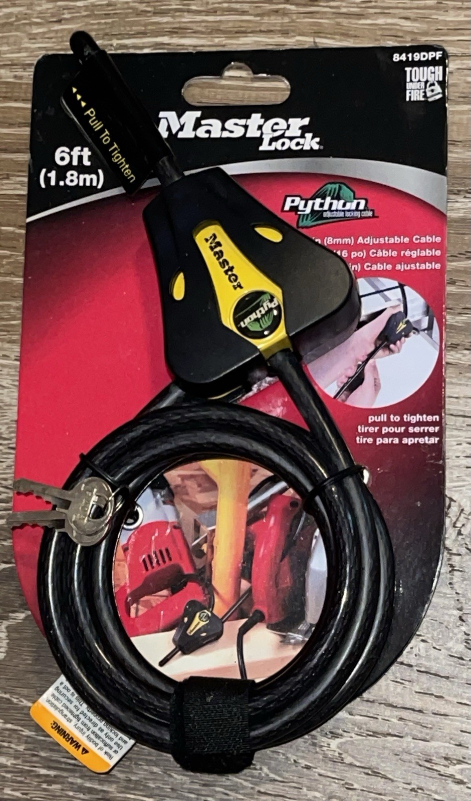 Master Lock 8419DPF Cable Lock Python Adjustable Keyed 6 feet Long Black Unused