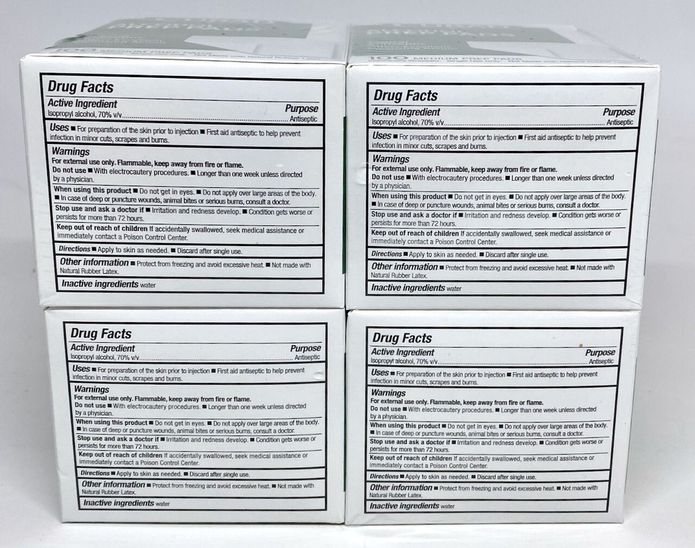 New Curad Alcohol Prep Pads Mini Medium (4 Boxes) 400 ct Total