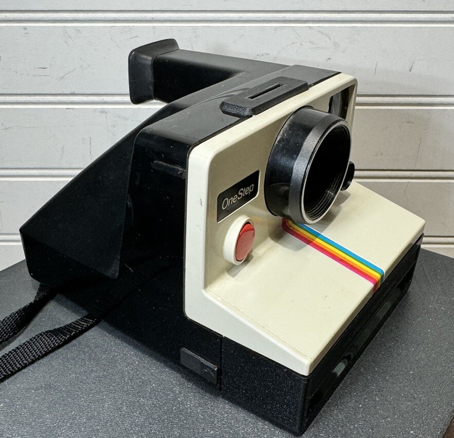 Vintage Polaroid One Step Rainbow Instant Land Camera With Strap UNTested