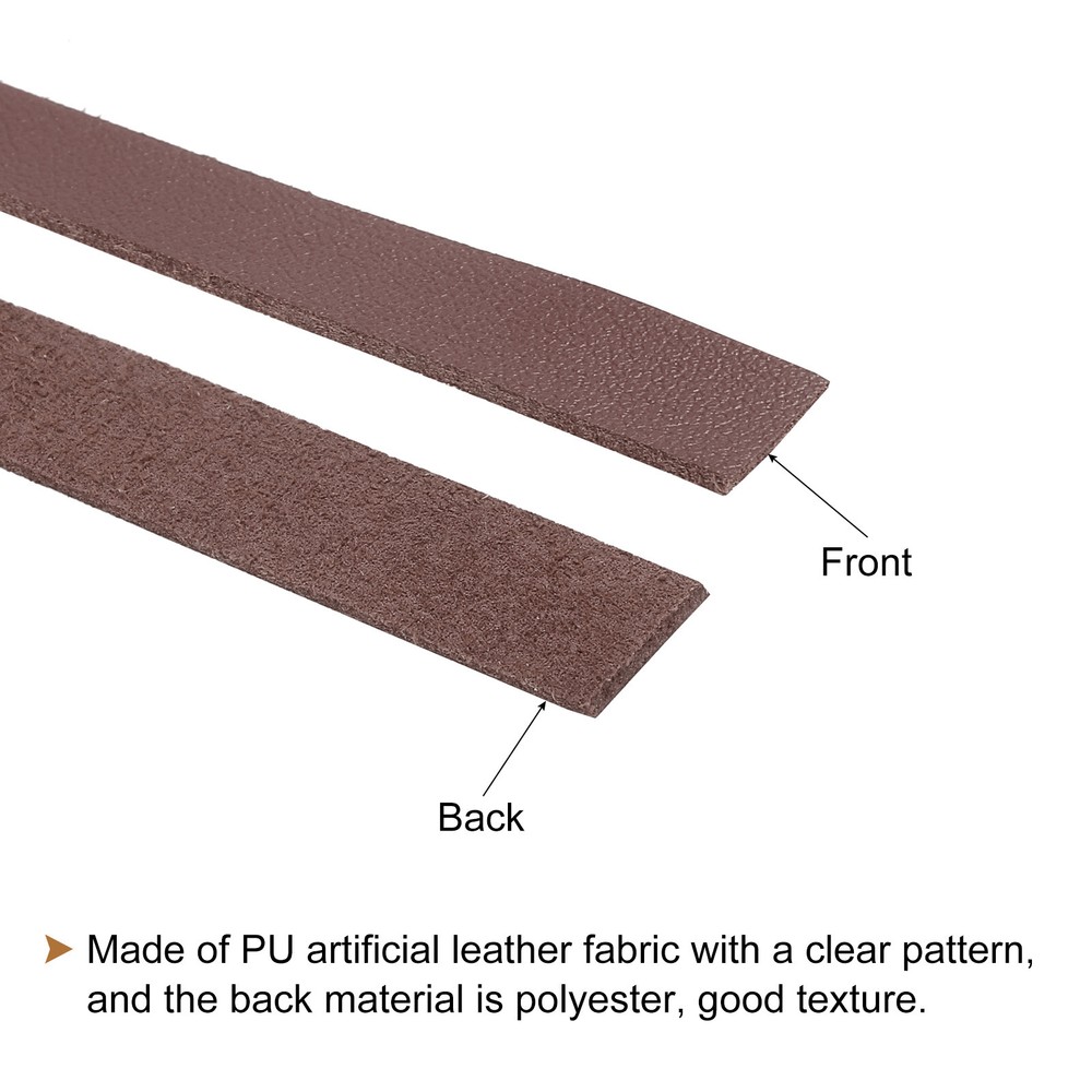 Leather Straps Strip Leather String 1cm/0.4" Width, Coffee Brown