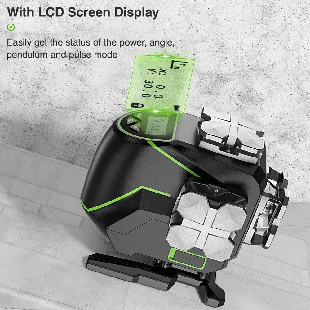 Laser Level with LCD Screen 3D Bluetooth Connected Green Beam Tiling Floor Laser