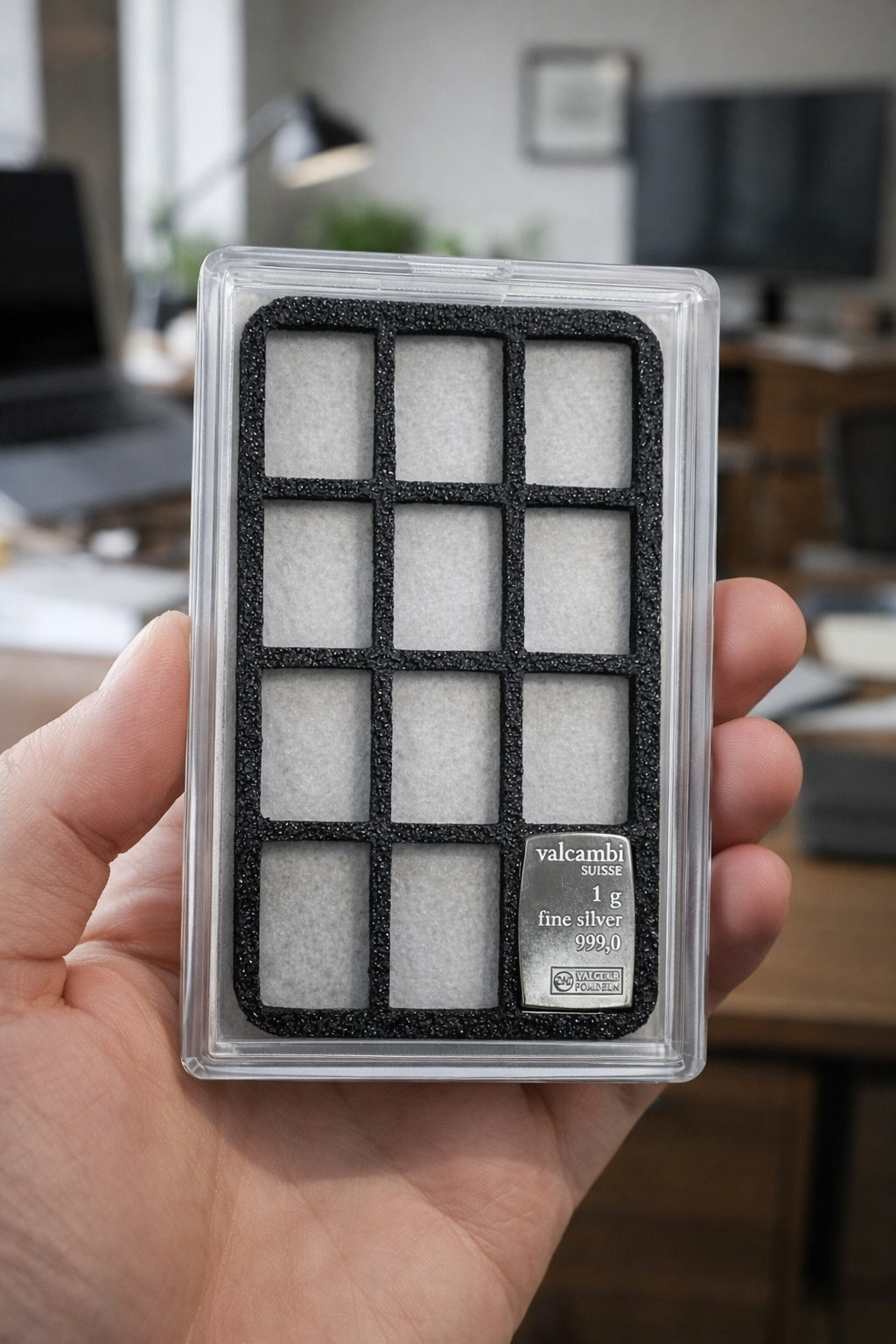 Valcambi 1 Gram .999 Fine Silver Bar w/ 12-Bar Starter Case – Stackable