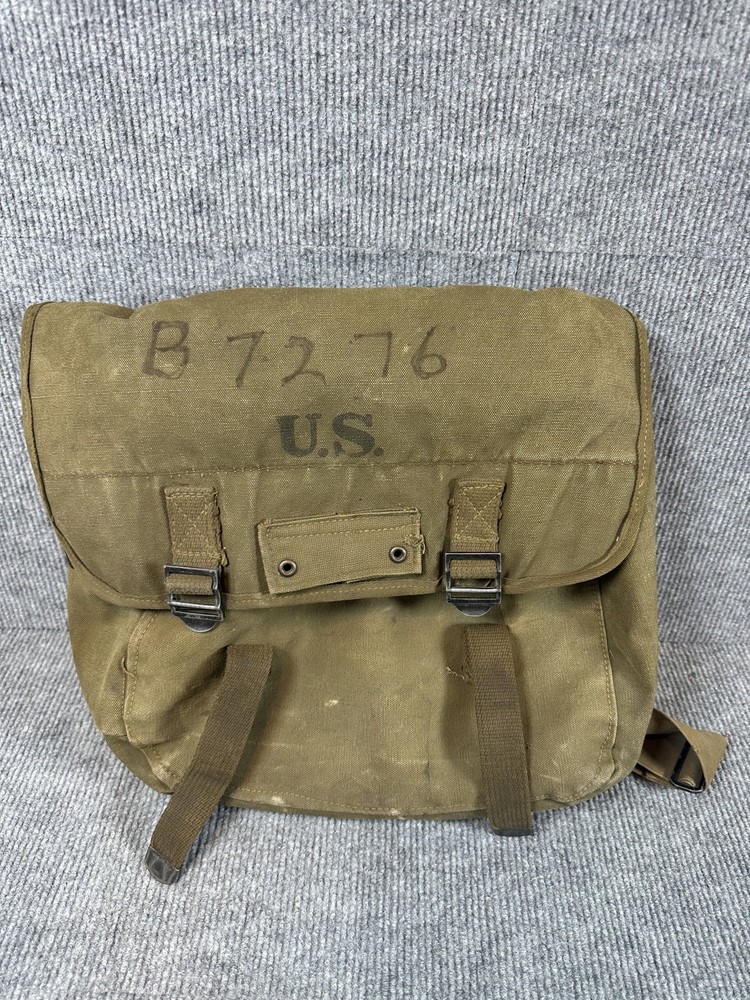 Original WWII US Airborne M1936 Rubberized Musette Bag Named ID'd Paratrooper