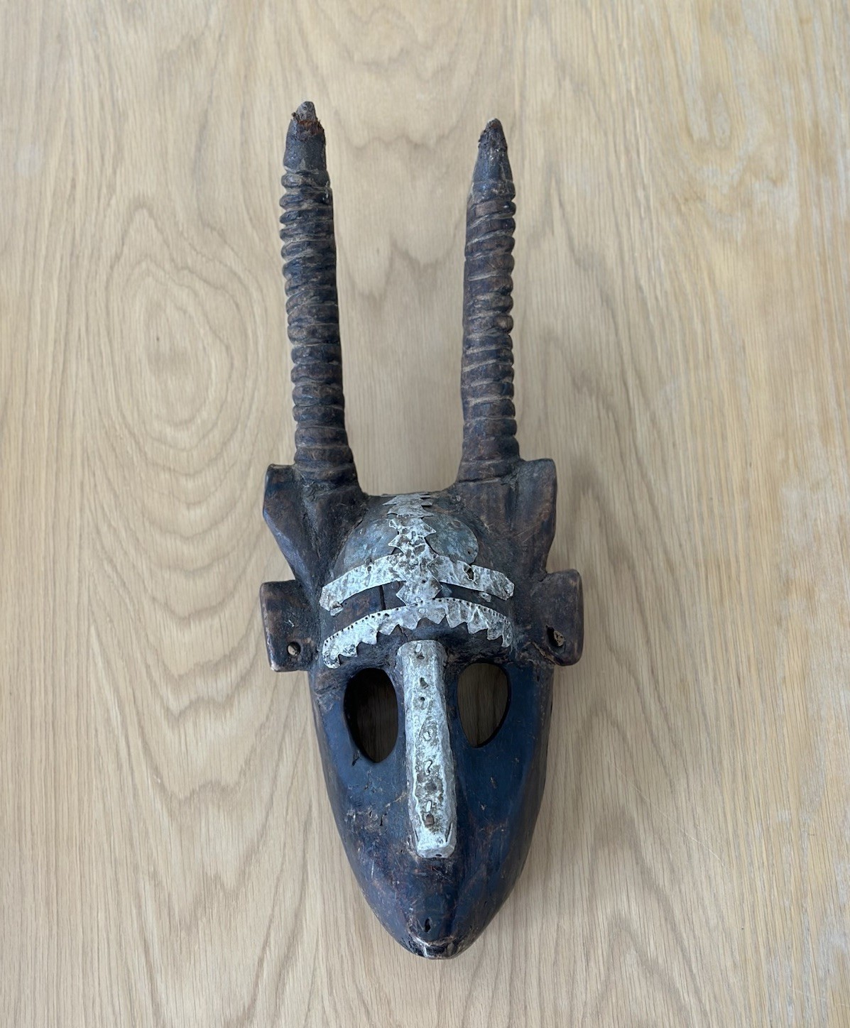 Antique African Antelope Mask Hand Carved Wooden Tribal Art Early 20th Century