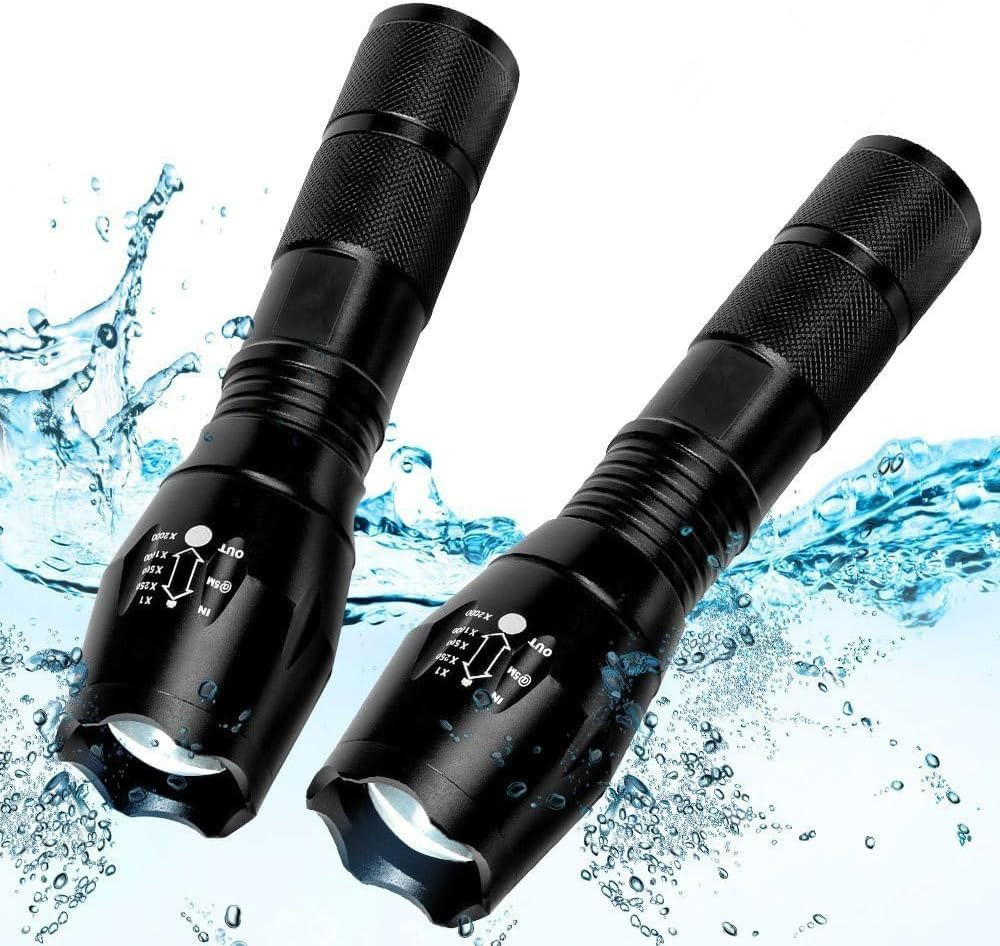 LED Flashlight 2 Pack, Small Flashlights Powerful High Lumens 5 Modes, Waterproo