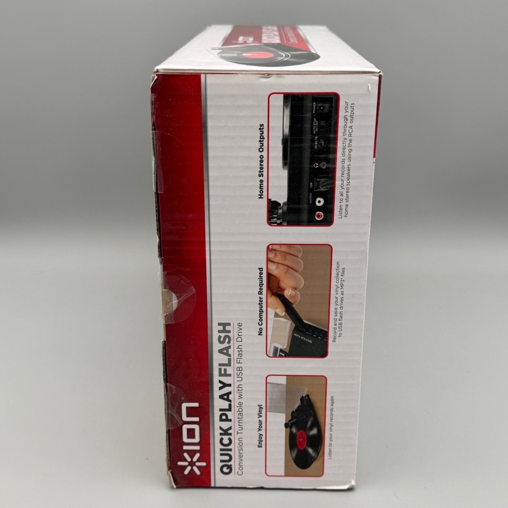 Ion Quick Play Flash Conversion Turntable USB with Flash Drive Converts Records