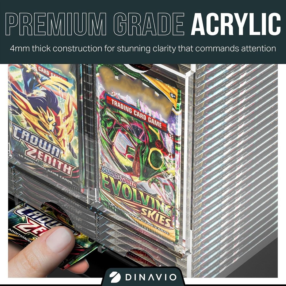3-Slot Booster Pack Dispenser with Black Base - 4mm Acrylic Stackable