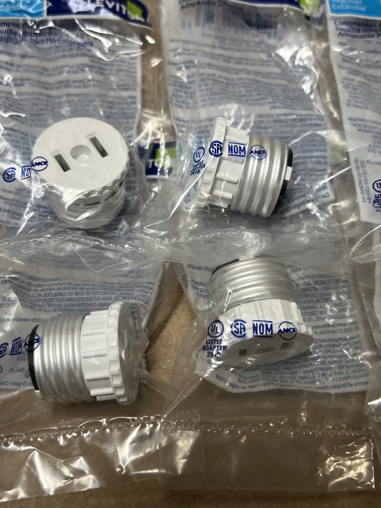 Leviton 002-125 Medium Base Light Socket to Outlet Adapter White ( 10-Pack ) New