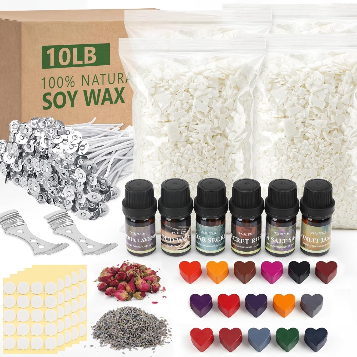 Wax Kit for Candle Making 10 lbs Bag, Premium Natural Soy Wax Flakes,