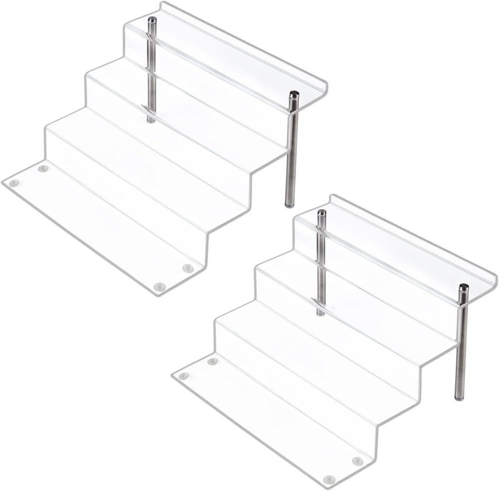 Clear 4-Step Acrylic Display Risers - Securely Showcase Your Figures & Collec...