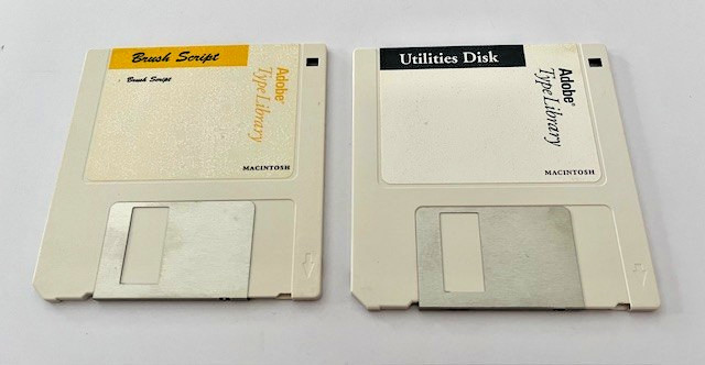 Vintage Adobe Type Library Disks For Apple Macintosh Font Data/Utility Software