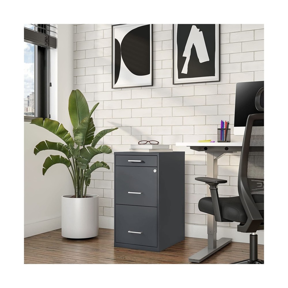 Staples 3-Drawer Vertical File Cabinet, Letter Size Documents, Lockable & Mob...