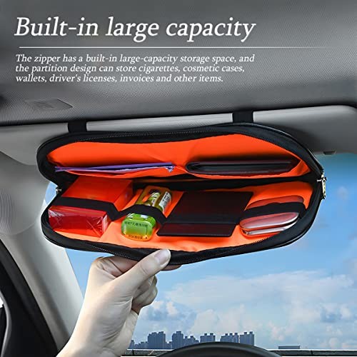 Car Sun Visor Organizer, PU Leather Document Registration Case Bag with Gray