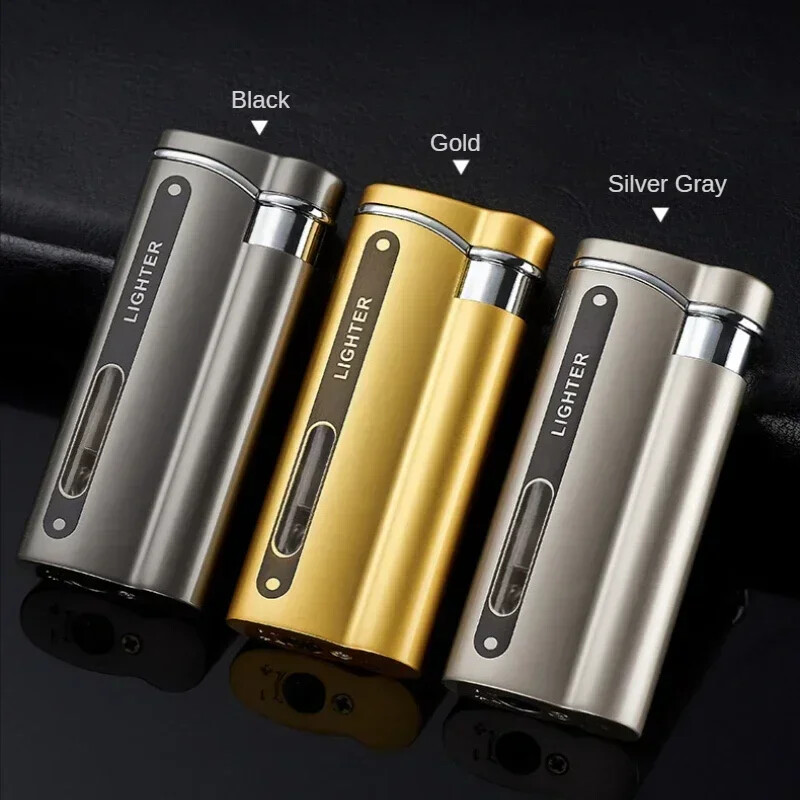 Metal Refillable Butane Torch Lighter Pipe Cigar Lighter Jet Flame Lighter LED