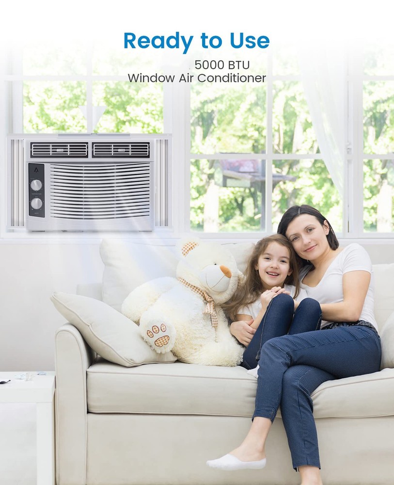 🔥Window Air Conditioners Mechanical Control Panel AC Unit W/Kit 5000 BTU Mounte