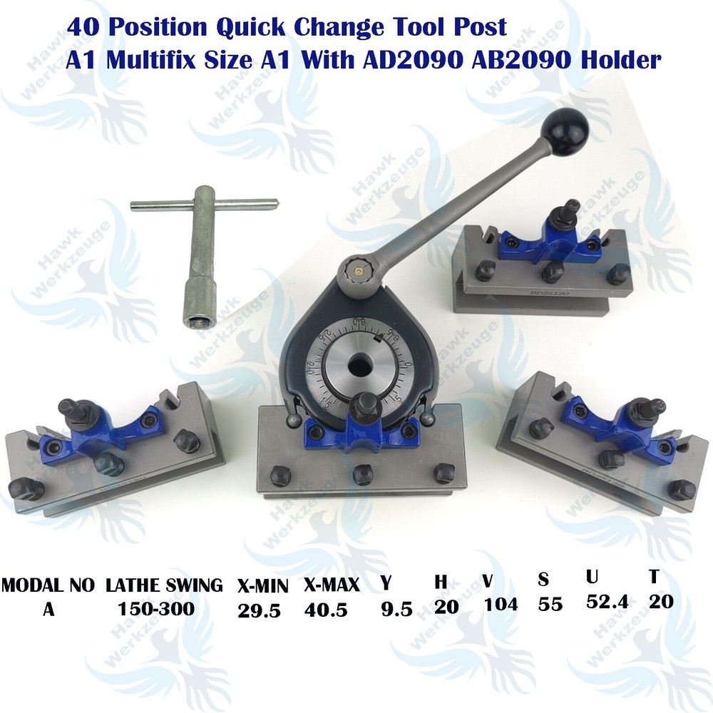 Quick Change Tool Post 40 Position A1 Multifix Size A1 With AD2090 AB2090 Holder