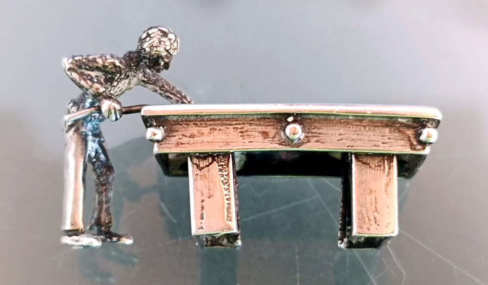 925 Silver miniature, CHIMERA ORO, billard player