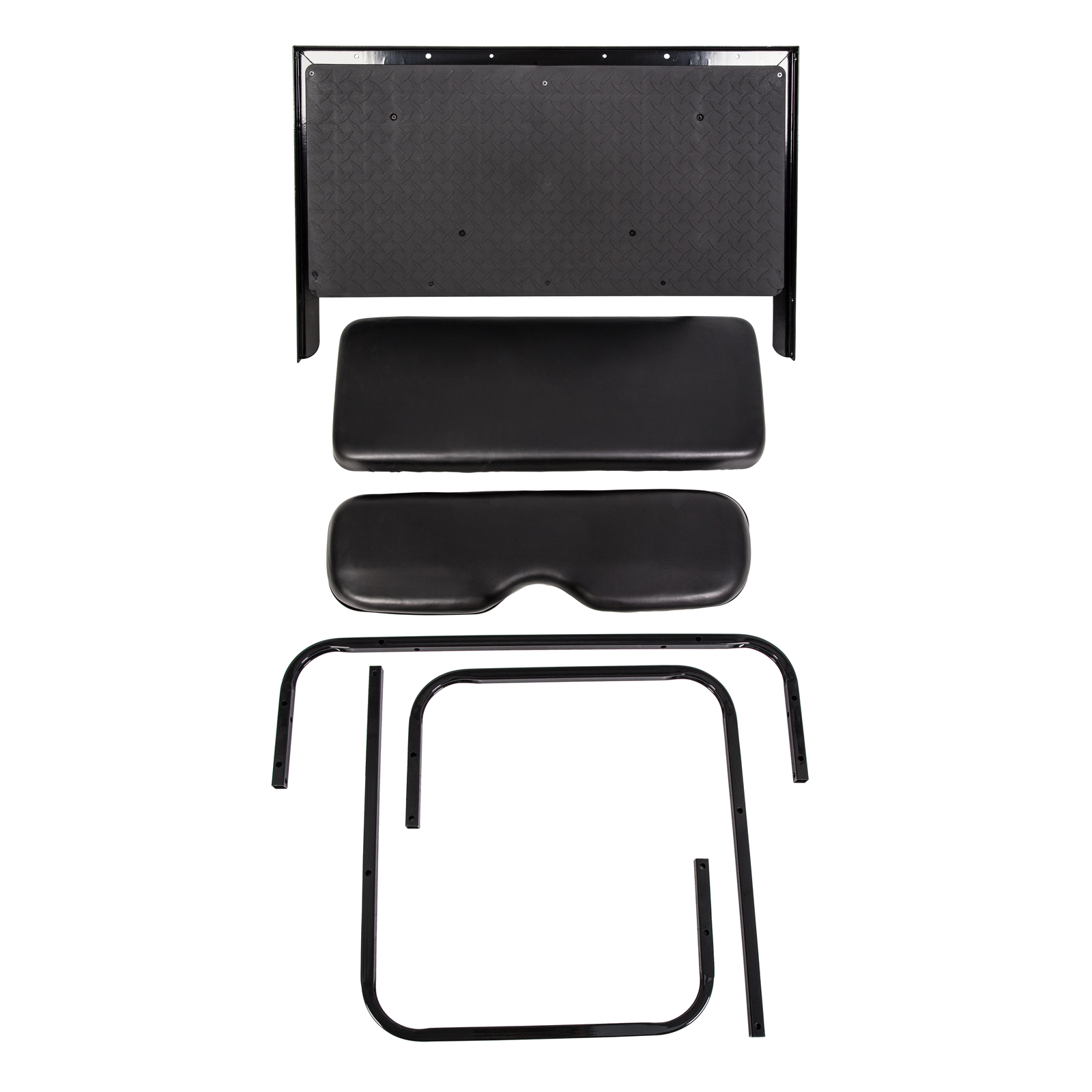 For EZGO TXT Golf Cart Flip Folding Rear Back Seat with Roof Support Kit - Black