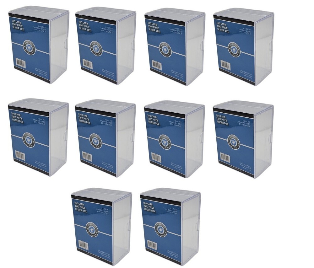 (10 Boxes) CSP 100 Card Size Slider Box Stackable Plastic Card Storage Cases