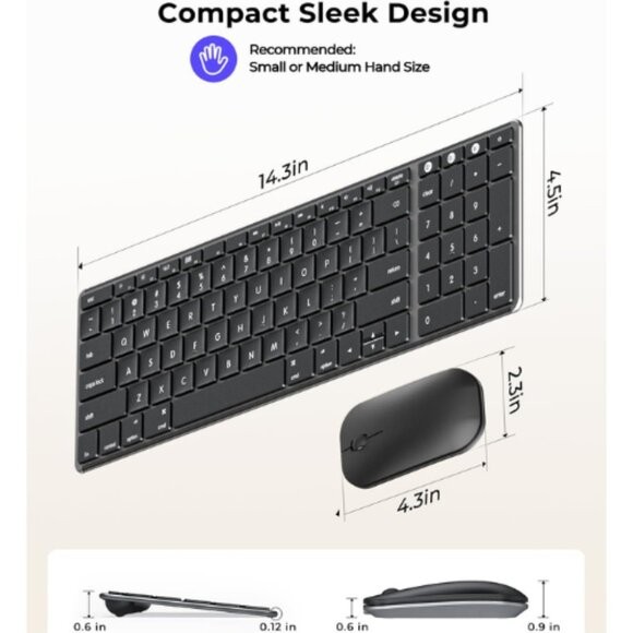 Bluetooth Keyboard & Mouse Combo for Mac Apple Devices – Space Gray New Open Box