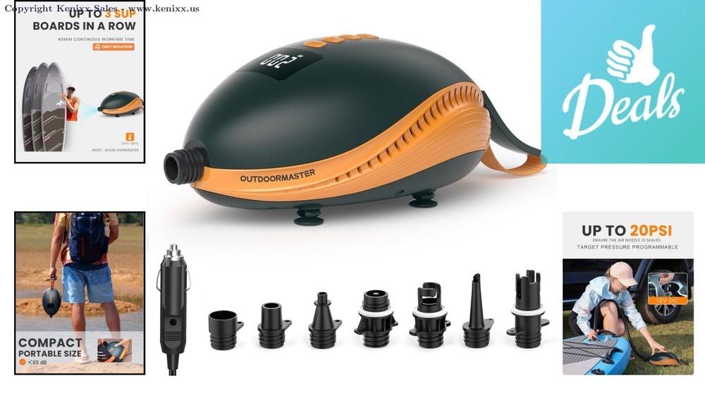 Dolphin Portable SUP Pump - 12V DC Connector & Adjustable Pressure Control