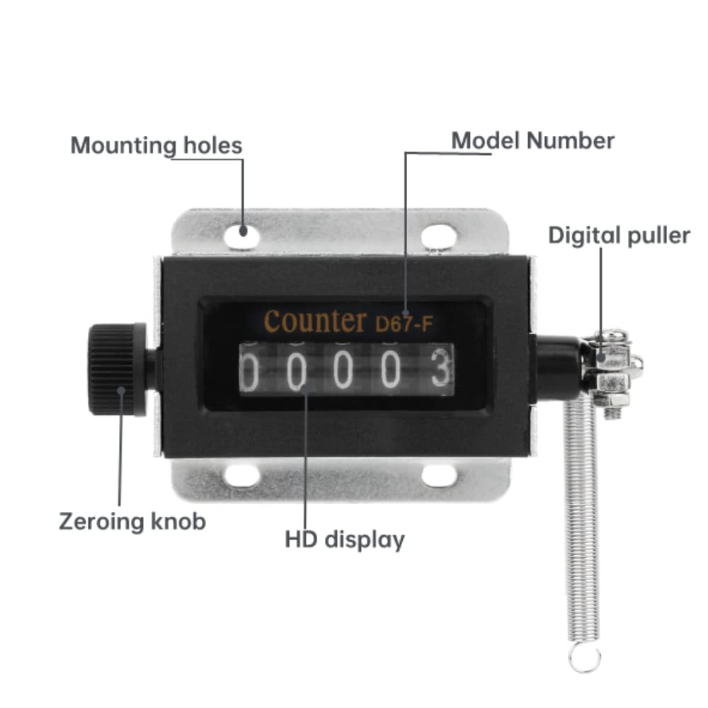 5 Digit Pull Counter D67-F 5 Digit Mechanical Resettable Manual Hand Pull Stroke