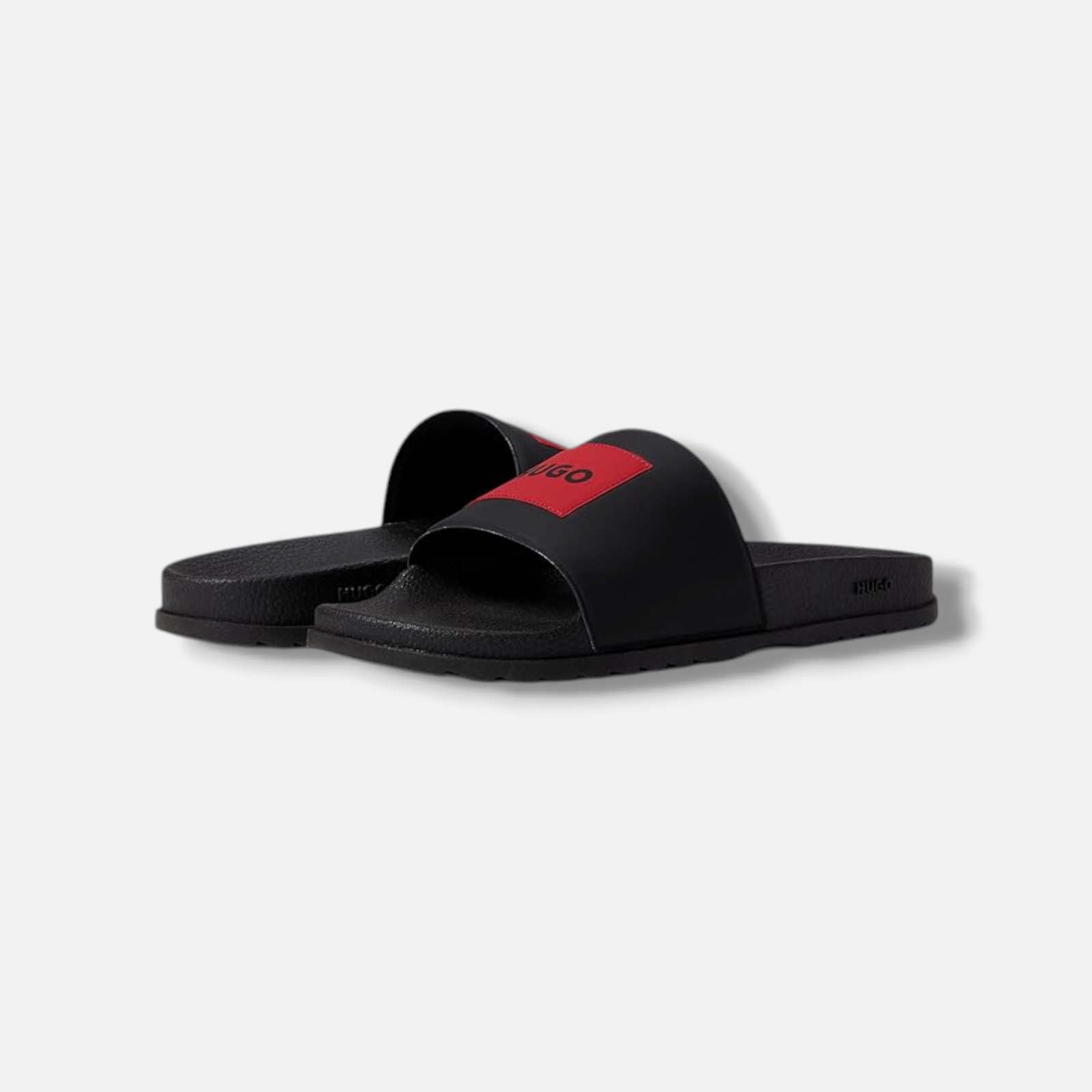 Hugo Men's Black Slides With Logo-Detail Uppers Shoe Size 10