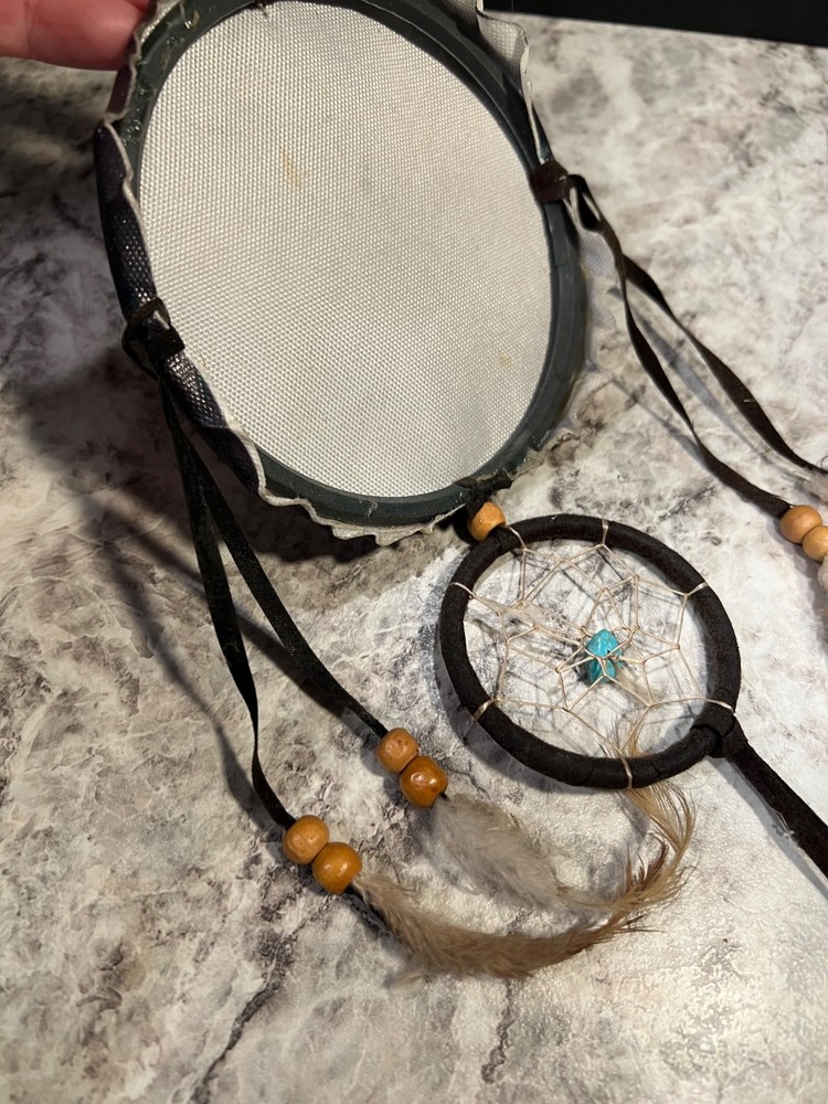 Wolf Theme Webbed Dream Catcher - Small Size - Preowned Native American