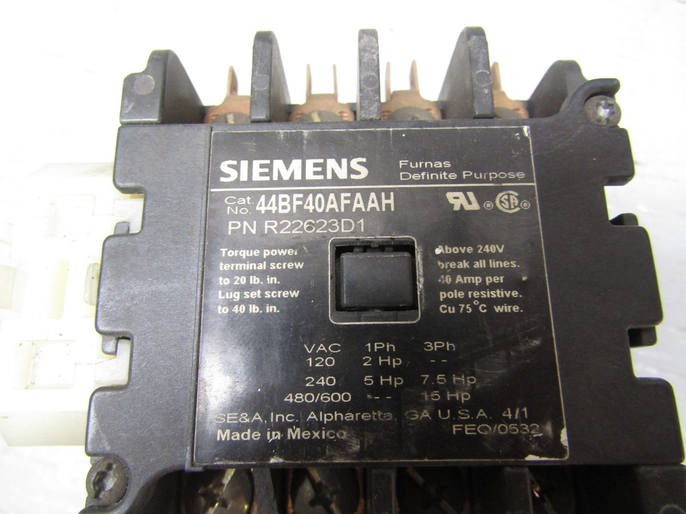 Siemens 44BF40AFAAH Contactor - Only one Half