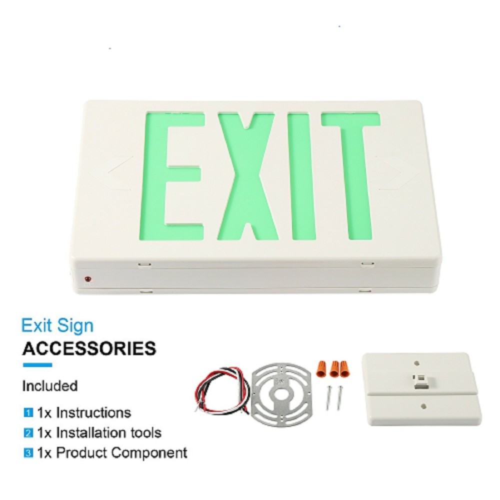 Spectsun 4 Packs UL Listed -Green Exit Sign with Battery Backup Led Exit Light.