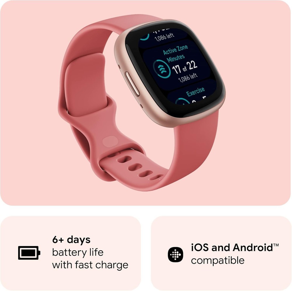 Fitbit Versa 4 Activity Tracker - Copper Rose/Pink Sand