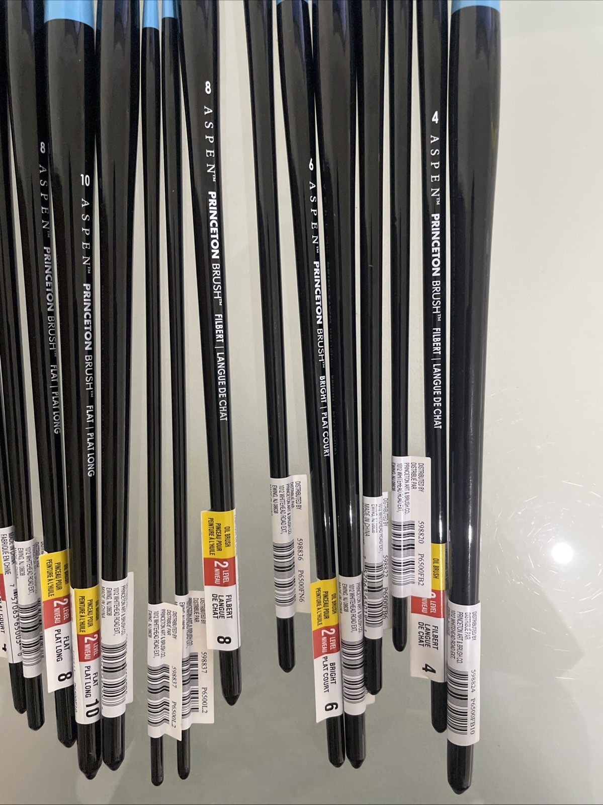 LOT OF 49 - Princeton Aspen Long Handle Oil Acrylic Synthetic Paint Brushes