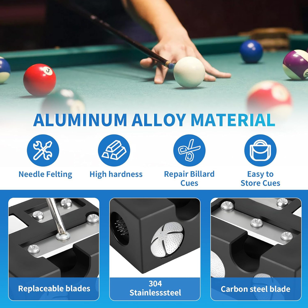 Billiards Pool Cue Tip Shaper, Pool Cue Tips Replacement Kit, Pool Cue Shaper, P