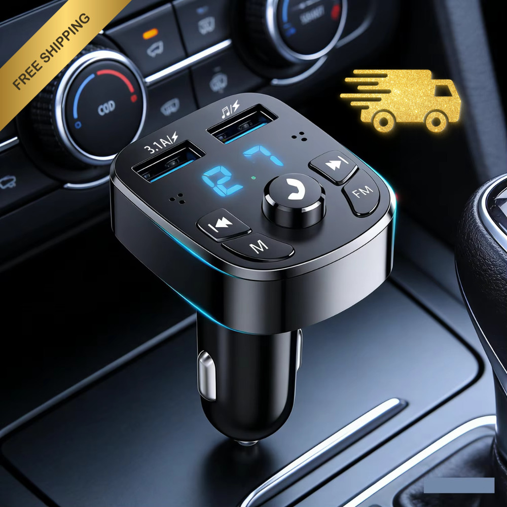 Bluetooth 5.0 Car Wireless FM Transmitter Adapter 2USB PD Charger AUX Hands-Free