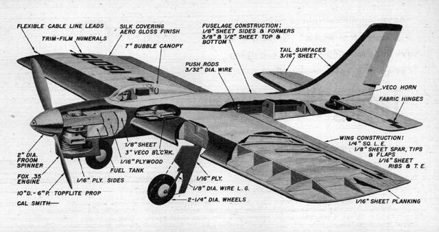 Model Airplane Plans (FF) : Stunt Champ 41" Stunt for .35 Engine
