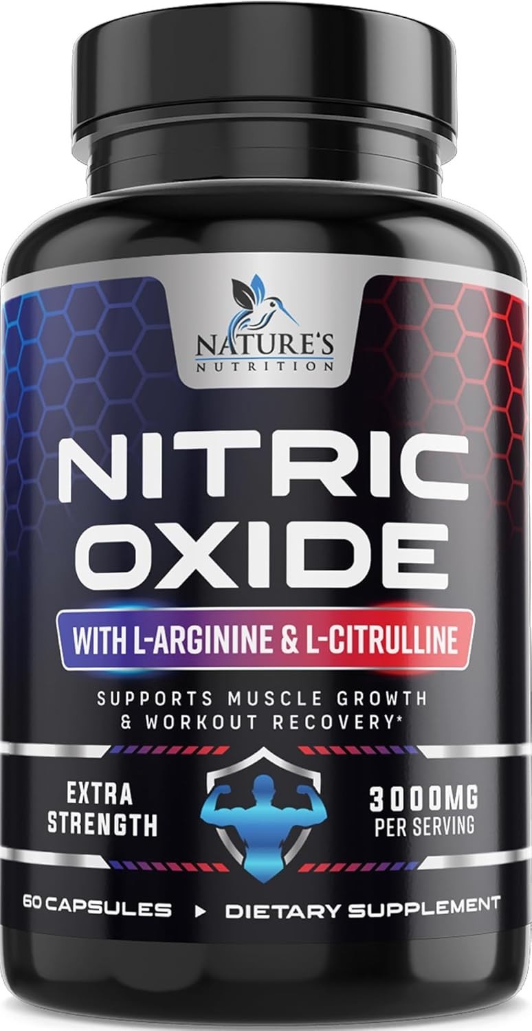 Nitric Oxide Booster 3000mg L-Arginine 3X Extra Strength Capsules