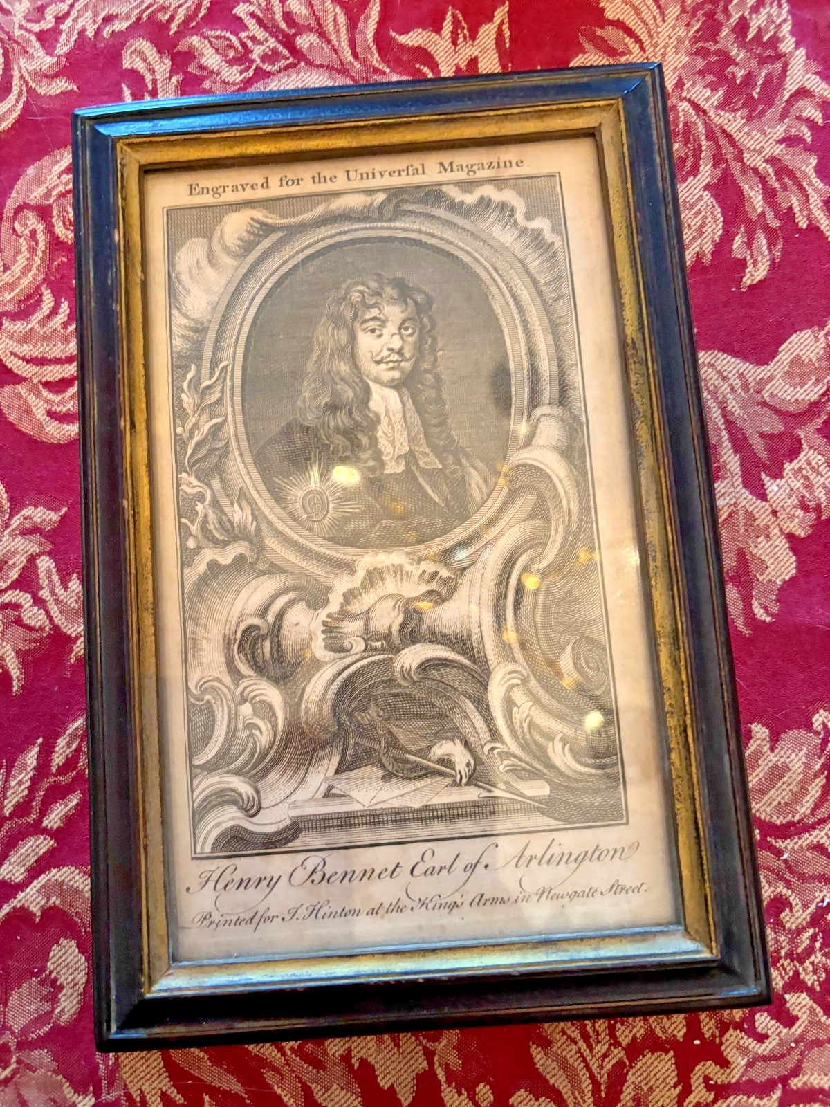 Original, 18th C. Engraving, Henry Bennet, Earl of Arlington. English Civil War.