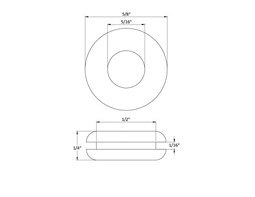 Rubber Grommet to fit 1/2" Hole in 1/16" Thick Panel - 5/16" Inner Diameter