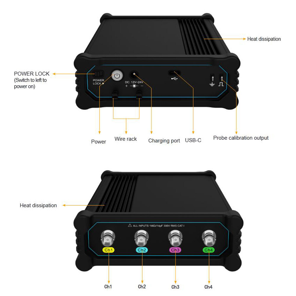 Digital USB Automotive Oscilloscope Micsig VATO2004 200MHz Bandwidth 1GSa/S Samp