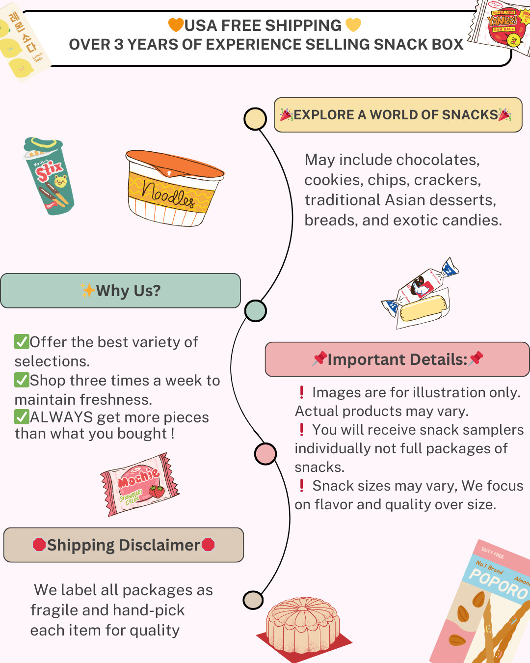 45 Piece Variety Asian Snack Box Japanese Korean Chinese, Fun Asian Treats