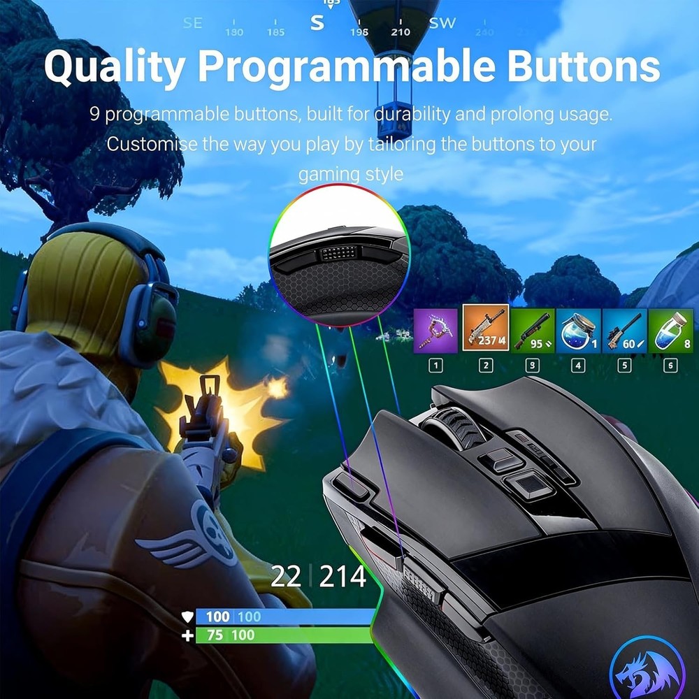 High Precision Optical Gaming Mouse with Wireless Connectivity and LED Features