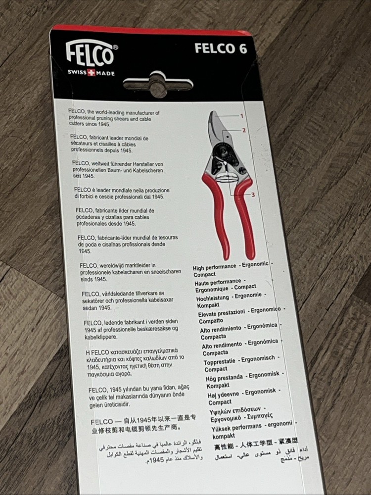 Felco 6 Pruner Swiss-Made Red Handle Pruning Shears