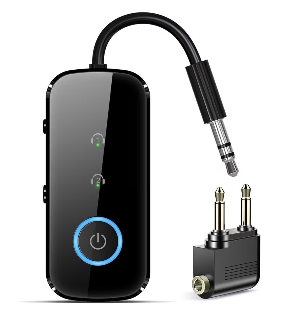 Bluetooth 5.4 Dual Pairing Transmitter Receiver 3.5mm Audio Adapter Black