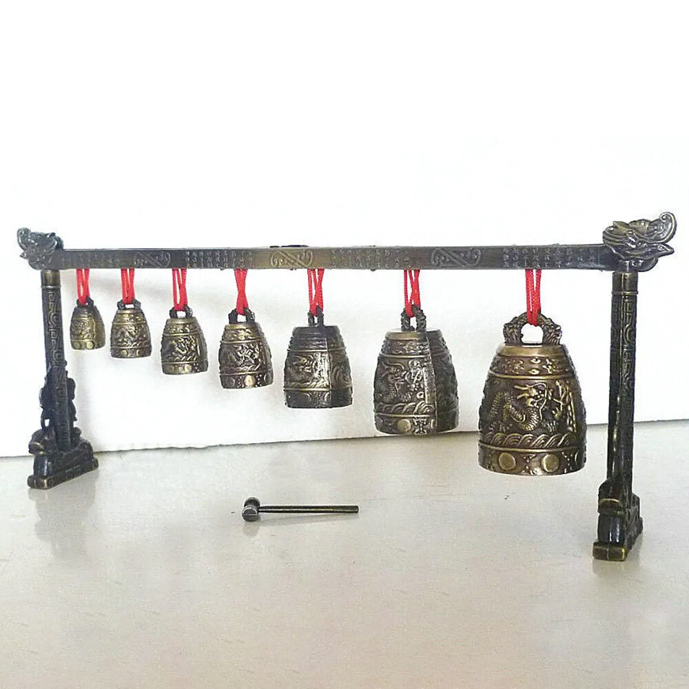 Rare Collectable Musical Meditation Gong with 7 Ornate Bells Dragon Design New