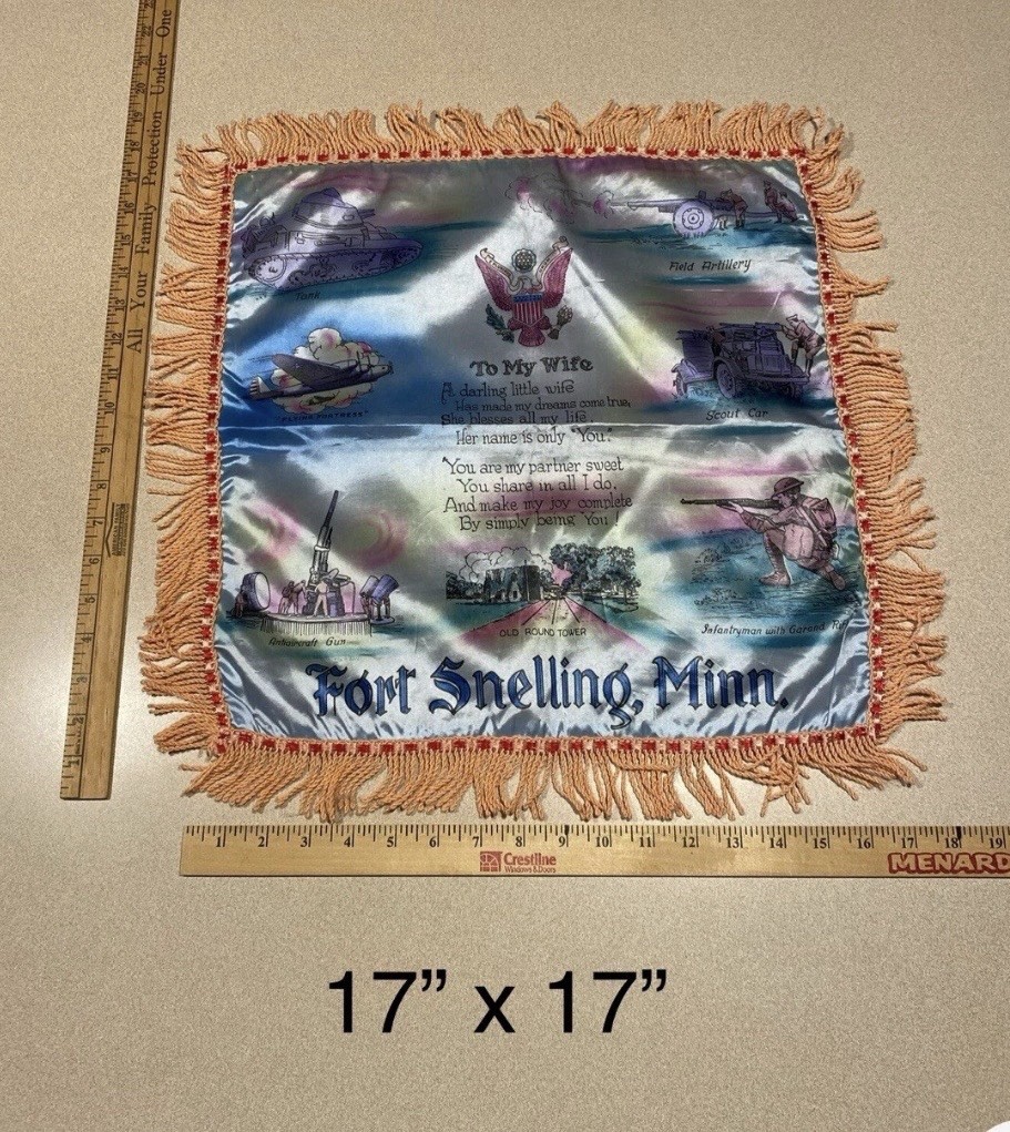 8 Vtg 1940s Military WWll Satin Souvenir Sweetheart Pillow Shams (1 is Velvet)